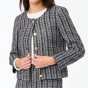 J. Crew Factory Tweed Lady Jacket in Tweed Black Navy